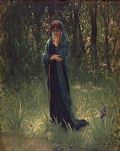 FEMME SONGEUSE DANS UN SOUS-BOIS_0