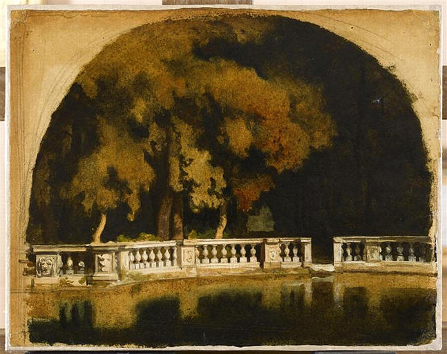 VILLA MEDICIS, BASSIN A BALUSTRADE, Ernest Hébert, 1908 avant