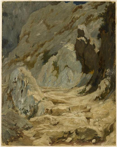 SENTIER ROCHEUX EN ESCALIER AU PASSAGE D'UNE INFRACTUOSITE, Ernest Hébert, 1908 avant