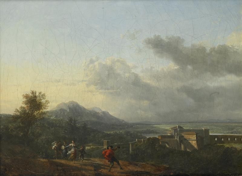 PAYSAGE D'ITALIE AUX VILLAGEOIS EN FETE, Nicolas Antoine Taunay, 1830 avant