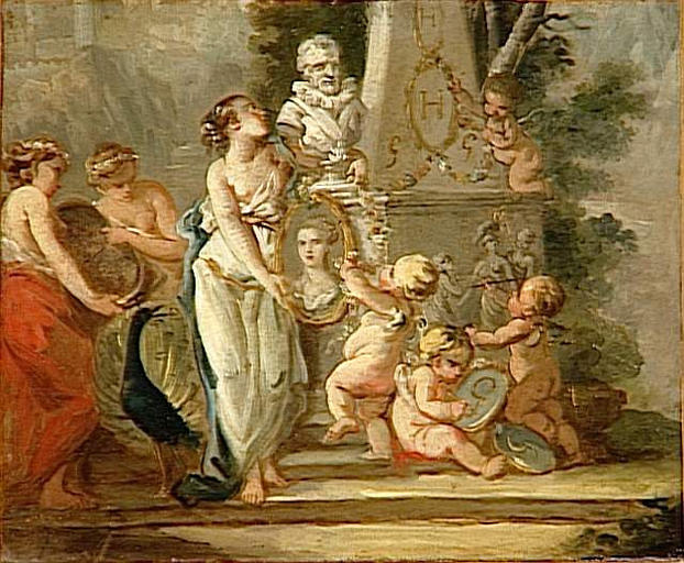 Allégorie autour du buste d'Henri IV et d'un médaillon représentant la Comtesse de Gramont_0