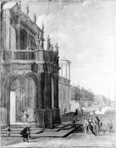 VUE D'UN PALAIS DANS UN PARC, Jan van Nickelen, 1721 avant