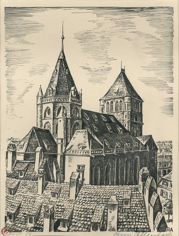 VUE DE STRASBOURG ; EGLISE SAINT-THOMAS, René Allenbach, 1957 avant