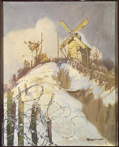 Moulin dans la neige, Espérance Léon Broquet, 1er quart 20e siècle