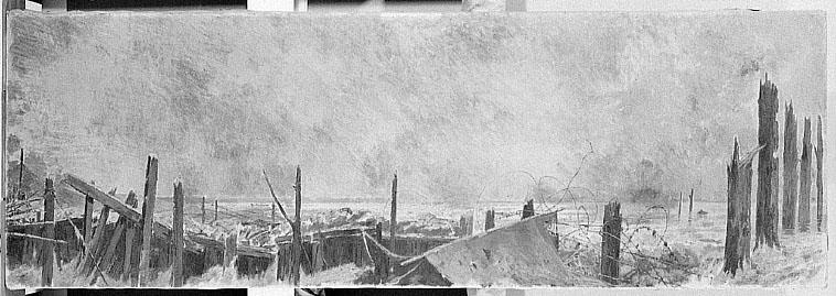 Paysage de la première guerre mondiale ; Le Front, Espérance Léon Broquet, 1ère moitié 20e siècle