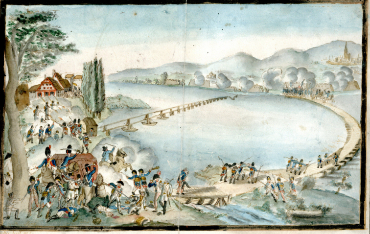 VUE D'ALSACE : ATTAQUE DES PRUSSIENS A KEHL, Muller, 1797