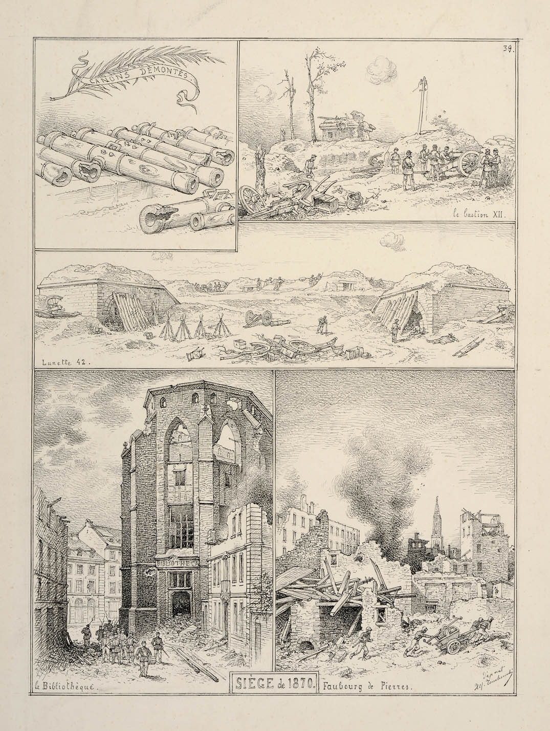 VUES DE STRASBOURG : SIEGE DE 1870, Alfred Touchemolin, 1870