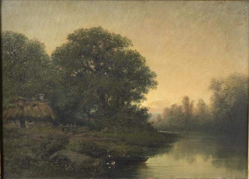 PAYSAGE, BORD DE RIVIERE, Louis Noel, 1859