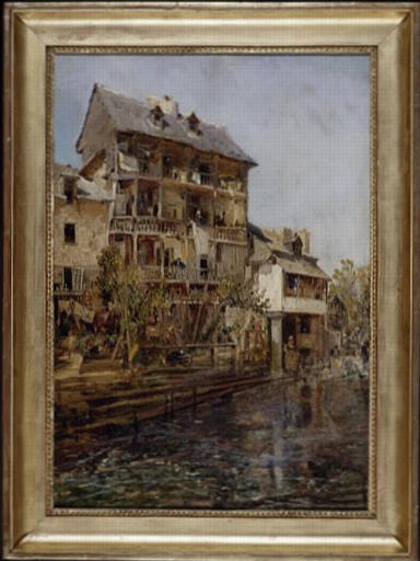 LA MAISON DE CADET ROUSSELLE A RENNES OU CHATEAU BRANLANT ; VIEILLES MAISONS A RENNES AU BORD DE L'ILLE, Jules Achille Noel, 1860 vers