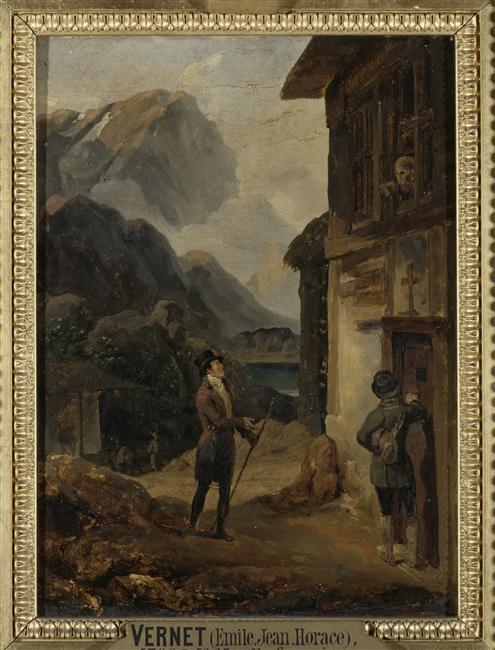 Le duc d'Orléans, futur roi Louis-Philippe, demandant l'hospitalité aux religieux de l'hospice du mont Saint-Gothard le 27 août 1793, Horace Vernet, 1819 avant