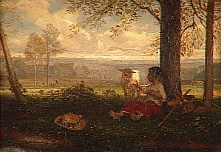 ENFANT DONNANT A MANGER A UN MOUTON, Alexandre Gabriel Decamps, 1847