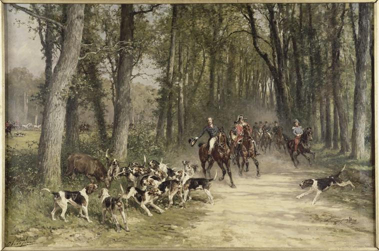 LE DUC D'ORLEANS CHASSANT A COURRE AU BOSQUET DE SYLVIE EN 1841_0