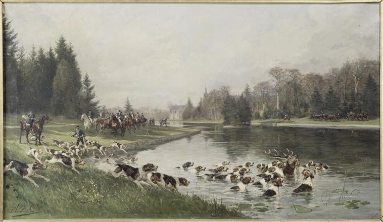 HALLALI DU CERF DANS L'ETANG DE SYLVIE (CHASSE DU DUC D'AUMALE EN 1880)_0