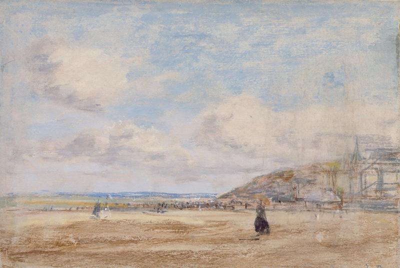 Plage avec une femme à l'ombrelle ; Figures sur une place [titre ancien]_1