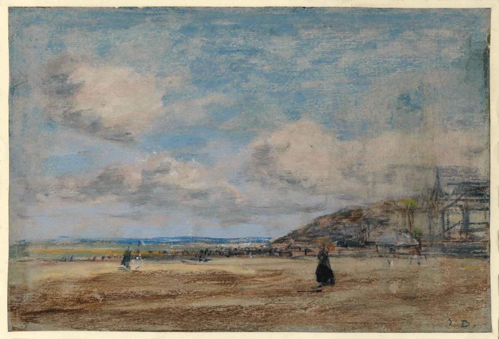 Plage avec une femme à l'ombrelle ; Figures sur une place [titre ancien]_0