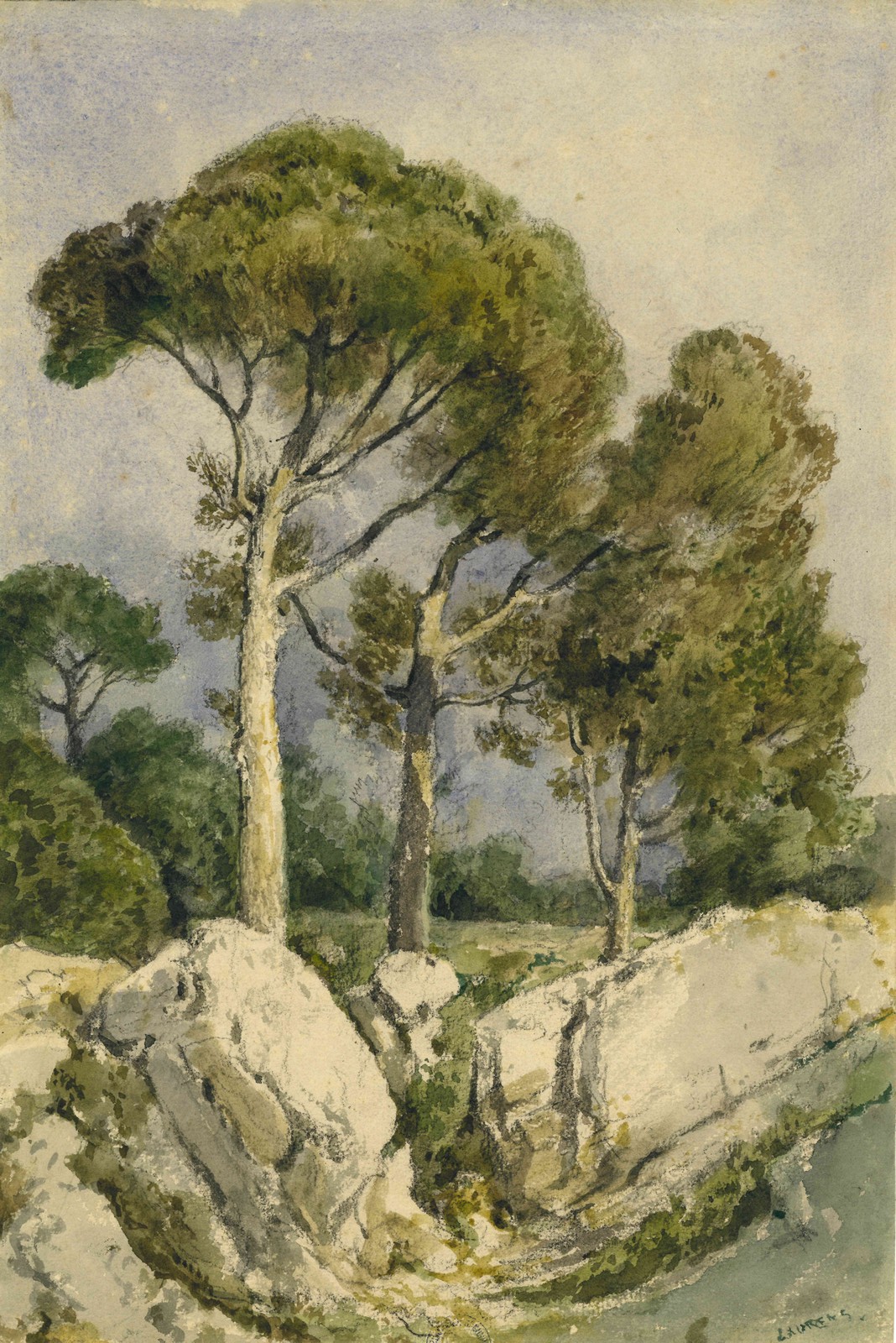 PAYSAGE, Jean Paul Laurens, 2e moitié 19e siècle, 1er quart 20e siècle