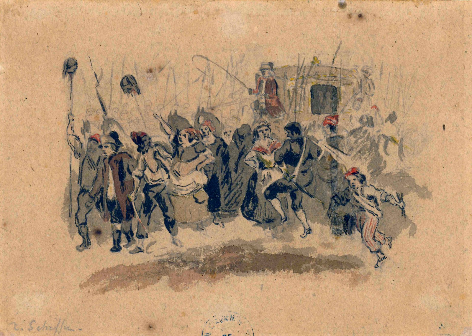 Scène révolutionnaire ; Personnages défilant dans la rue (titre ancien)_0