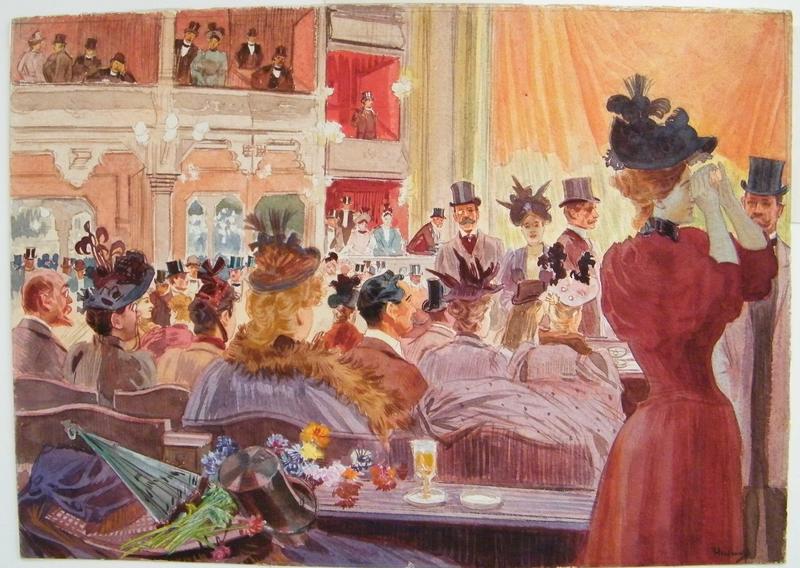 SCENE DE LA VIE PARISIENNE : PERSONNAGES A L'OPERA, Oswald Heidbrinck, 4e quart 19e siècle, 1er quart 20e siècle