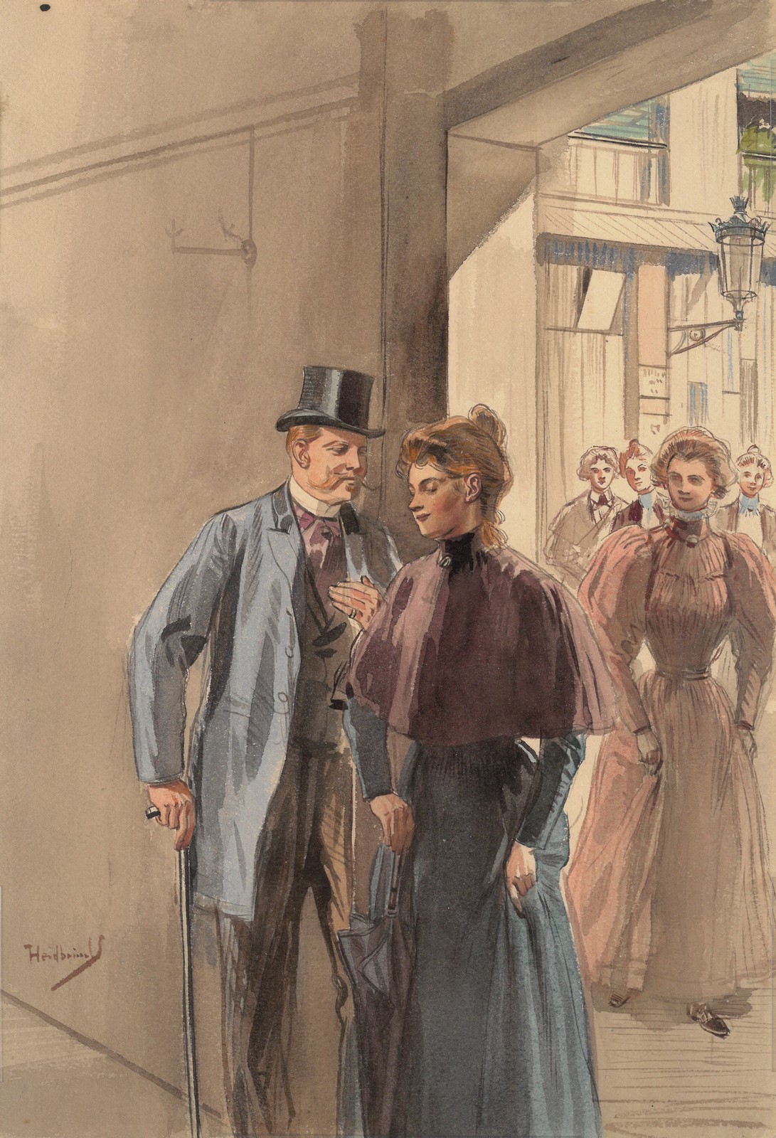 Scène de la vie parisienne: la sortie des magasins_0