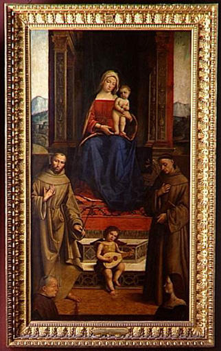 LA VIERGE ET L'ENFANT TRONANT ENTRE SAINT FRANCOIS, SAINT ANTOINE ET DEUX DONATEURS_0