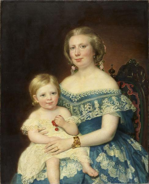 PORTRAIT DE MADAME LUDOVIC DE VAUZELLE, NEE PETIT, ET DE SA FILLE, Sophie Rude, 1861