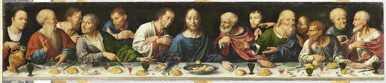 RETABLE DE LA DEPLORATION DU CHRIST : LA DEPLORATION DU CHRIST (PANNEAU CENTRAL) ; LA STIGMATISATION DE SAINT FRANCOIS (LUNETTE) ; LA CENE (PREDELLE)_8