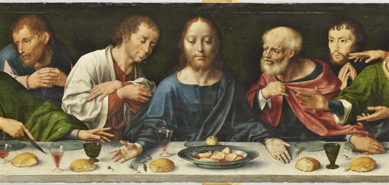 RETABLE DE LA DEPLORATION DU CHRIST : LA DEPLORATION DU CHRIST (PANNEAU CENTRAL) ; LA STIGMATISATION DE SAINT FRANCOIS (LUNETTE) ; LA CENE (PREDELLE)_10