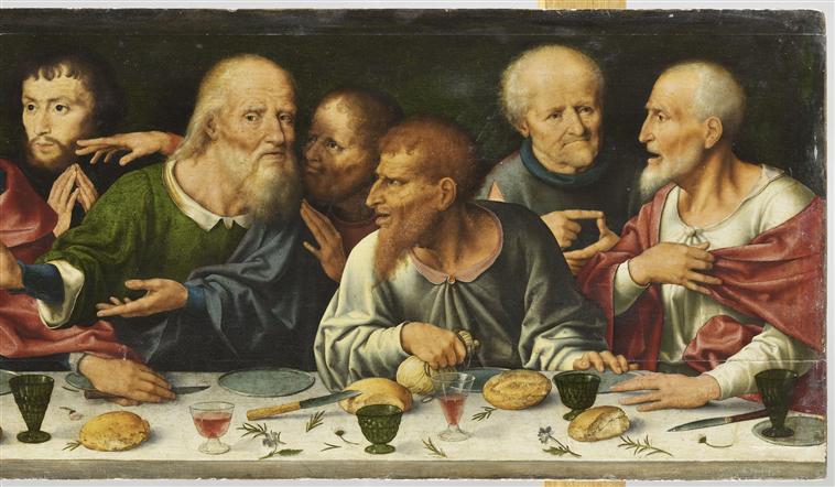 RETABLE DE LA DEPLORATION DU CHRIST : LA DEPLORATION DU CHRIST (PANNEAU CENTRAL) ; LA STIGMATISATION DE SAINT FRANCOIS (LUNETTE) ; LA CENE (PREDELLE)_11