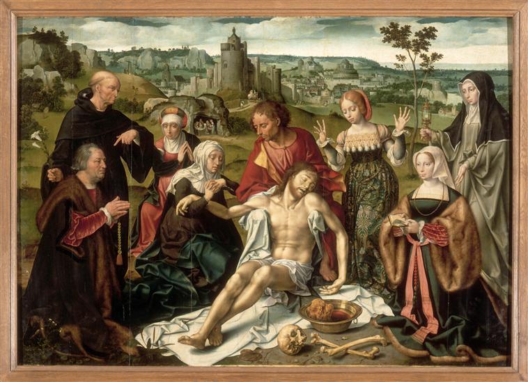 RETABLE DE LA DEPLORATION DU CHRIST : LA DEPLORATION DU CHRIST (PANNEAU CENTRAL) ; LA STIGMATISATION DE SAINT FRANCOIS (LUNETTE) ; LA CENE (PREDELLE)_1