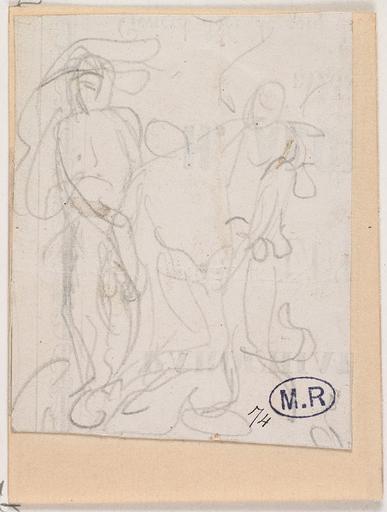 DEUX PERSONNAGES SOUTENANT UN HOMME QUI S'AFFAISSE D'APRES LA PEINTURE DE LA MISE AU TOMBEAU DE MICHEL-ANGE_0