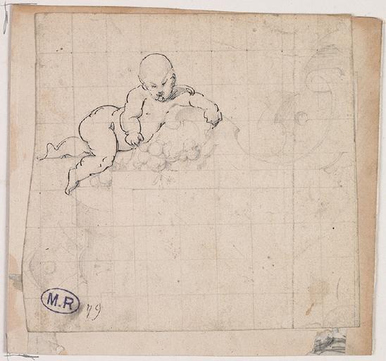 ENFANT NU ORNANT L'ENCADREMENT D'UN CARTOUCHE_0