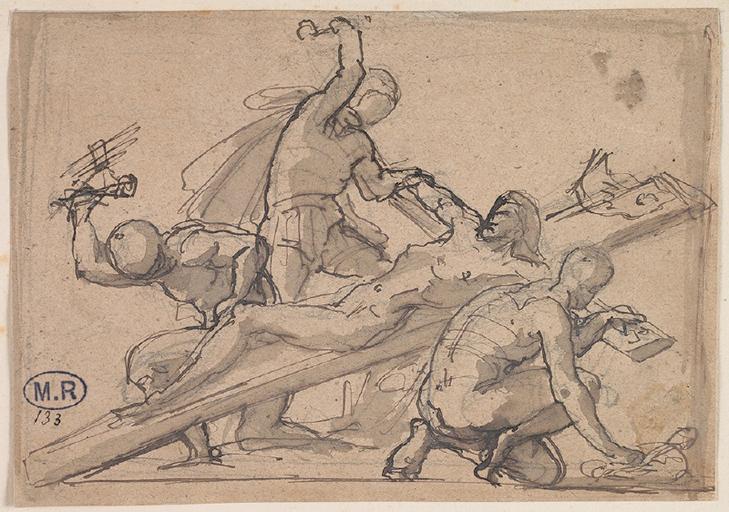 COPIE DE MISE EN CROIX AU RECTO ; ESQUISSE AU VERSO_0