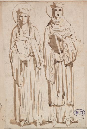 FEUILLE DE CROQUIS AU RECTO ; PERSONNAGE DANS UNE ATTITUDE SUPPLIANTE AU VERSO_1