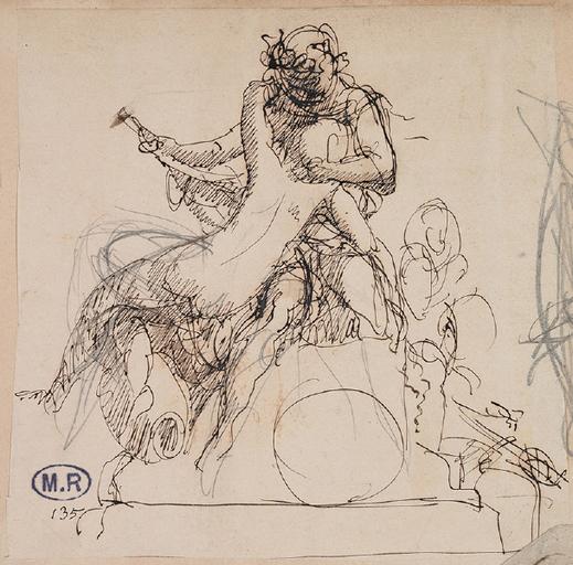 FEUILLE DE CROQUIS AU RECTO ; PERSONNAGE DANS UNE ATTITUDE SUPPLIANTE AU VERSO_2