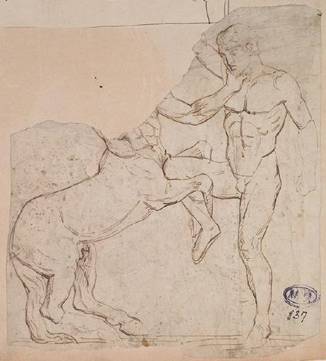 FEUILLE DE CROQUIS AU RECTO ; PERSONNAGE DANS UNE ATTITUDE SUPPLIANTE AU VERSO_4
