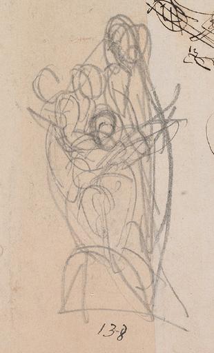 FEUILLE DE CROQUIS AU RECTO ; PERSONNAGE DANS UNE ATTITUDE SUPPLIANTE AU VERSO_5