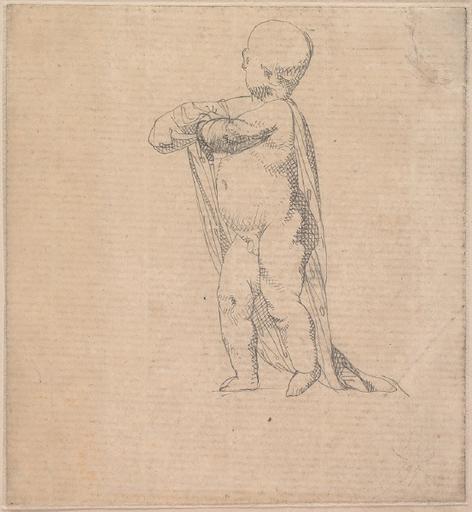 ENFANT NU TIRANT UNE DRAPERIE_0