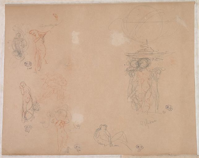 FEUILLE DE CROQUIS AU RECTO ; FEUILLE D'ETUDES AU VERSO_0