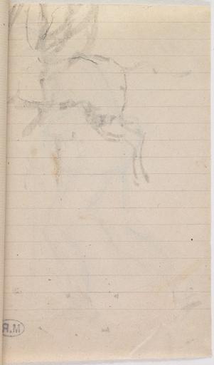 LE MATIN : FEMME AGEE MARCHANT, UN PANIER AU BRAS, UNE CANNE A LA MAIN AU RECTO ; ESQUISSE D'UN CHEVAL AU VERSO_1