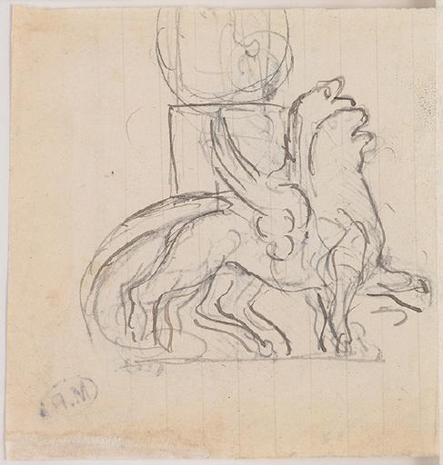 AMOUR CHEVAUCHANT UN GRIFFON AU RECTO ; DEUX GRIFFONS AU VERSO_1