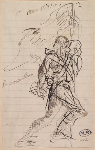 LA MARSEILLAISE, SOLDAT PORTE-DRAPEAU MARCHANT VERS LA DROITE AU RECTO ; HOMME S'ACCOMPAGNANT D'UNE LYRE AU VERSO_0