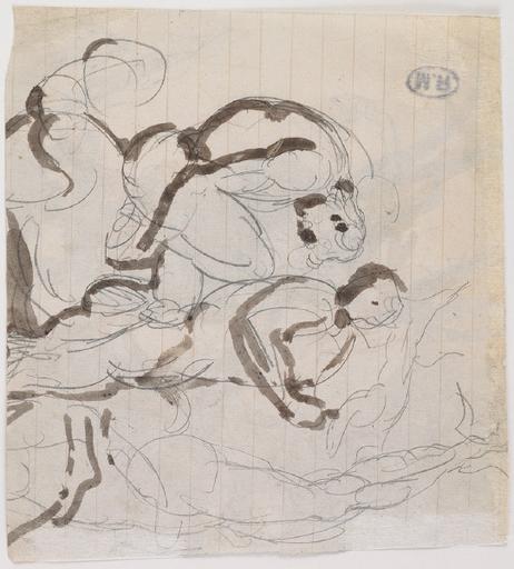 ENLEVEMENT D'UNE FEMME PAR UN CENTAURE AU RECTO ; GROUPE D'HOMMES AU VERSO_1