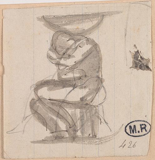 CARYATIDE ASSISE DE PROFIL AU RECTO ; DEUX PERSONNAGES TRONQUES AU VERSO_0