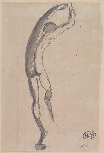 HOMME NU DE DOS, DANS UN MOUVEMENT DE DANSE_0