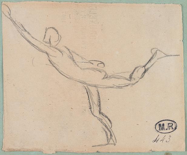 HOMME NU DE PROFIL, BRAS ET JAMBE GAUCHE TENDUS_0