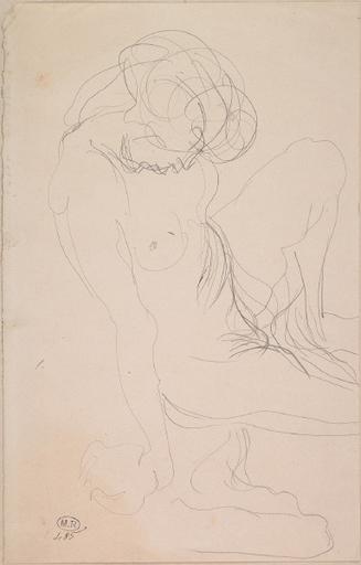 FEMME NUE ASSISE VERS LA DROITE, UNE MAIN AU SOL ET LES JAMBES REPLIEES ; REPRISE DE LA JAMBE DROITE_0