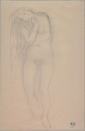 FEMME NUE LA TETE PENCHEE VERS L'EPAULE DROITE, LA CHEVELURE DENOUEE_0