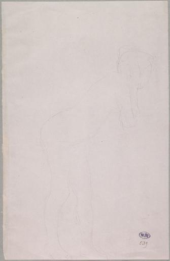 FEMME NUE PENCHEE ET ACCOUDEE, DE PROFIL A DROITE_0