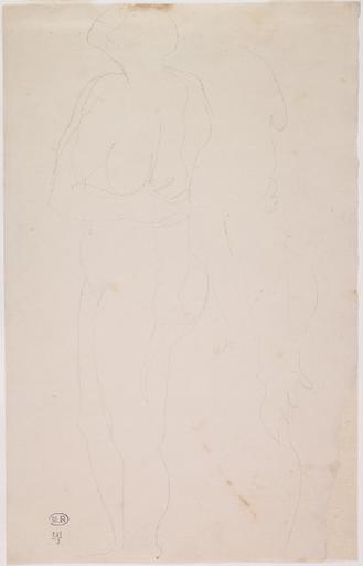 FEMME NUE DEBOUT, DE PROFIL A GAUCHE, UNE DES MAINS TENANT L'AUTRE COUDE_0