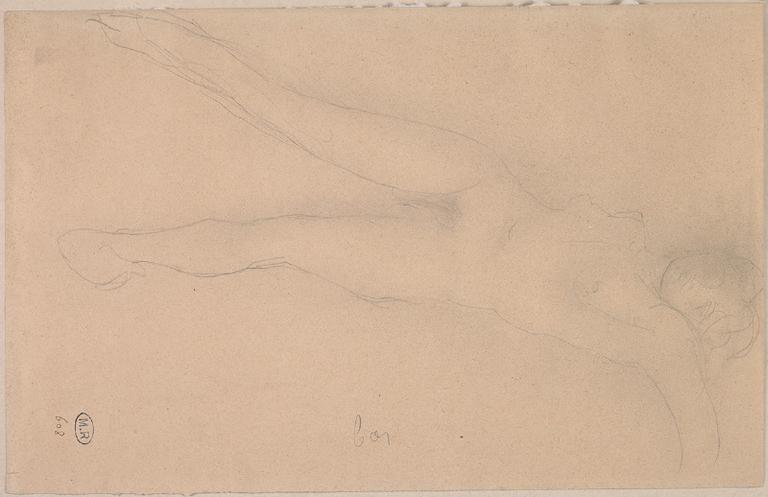 FEMME NUE ALLONGEE, DE FACE, UN BRAS ECARTE_0